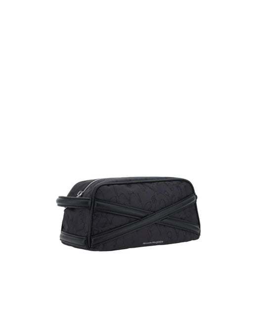 McQueen Blue Cross Detailed Zipped Wash Bag for men