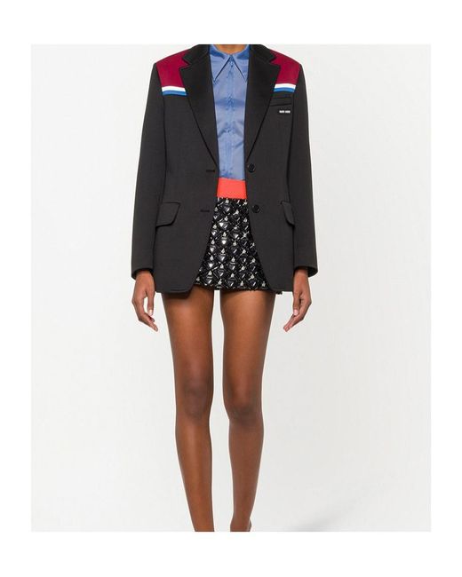 Miu Miu Black Colour-Block Single-Breasted Blazer