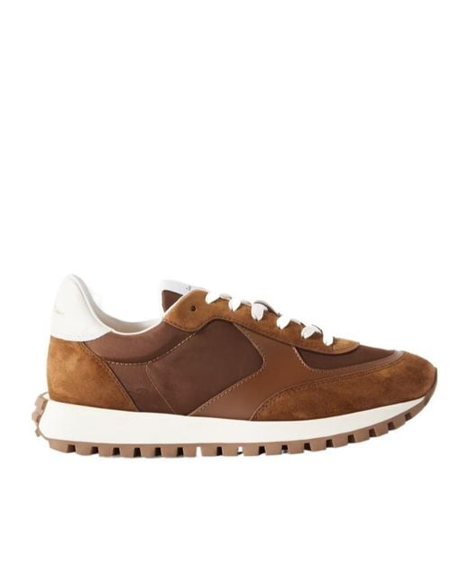 Gianvito Rossi Brown Gravel Panelled Sneakers