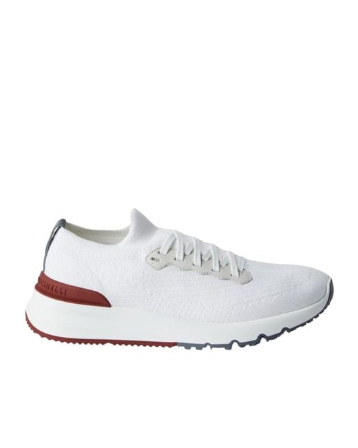 Brunello Cucinelli White Knit Sneakers for men