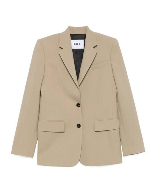 MSGM Natural Single-Breasted Blazer