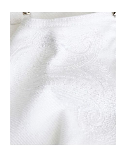 Etro White Button Detailed Straight Leg Jeans