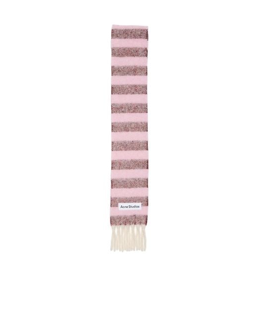 Acne Pink Stripe-Pattern Fringed Scarf for men