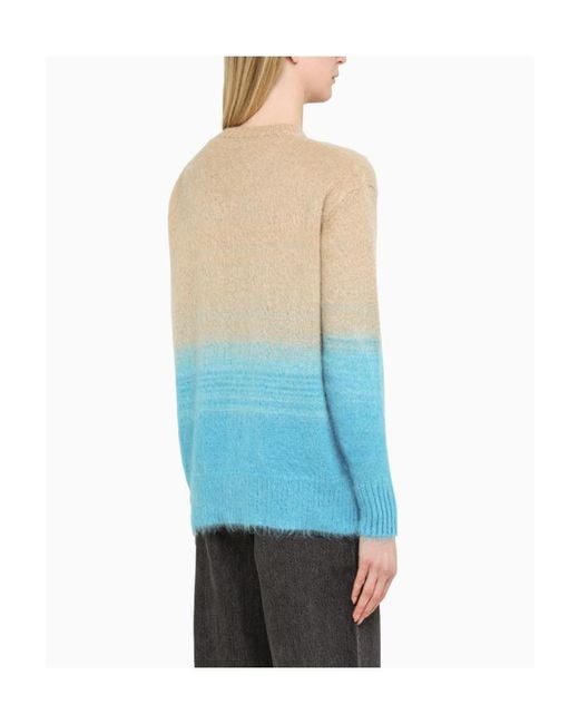Off-White c/o Virgil Abloh Blue Helvetia Logo Intarsia-Knit Jumper
