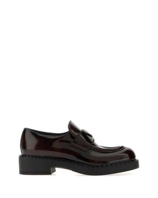Prada Black Triangle-Logo Loafers
