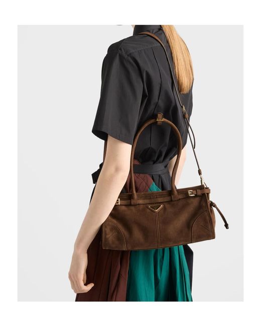 Prada Brown Bonnie Buckled Shoulder Bag