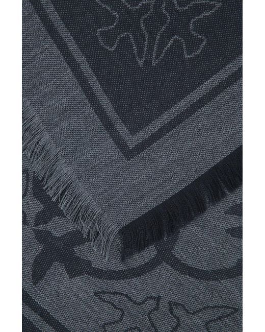 Pinko Purple Birds-Pattern Fringed-Edges Scarf