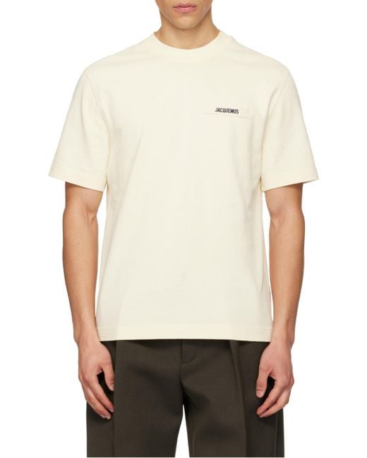 Jacquemus White Logo Embroidered Crewneck T-Shirt for men