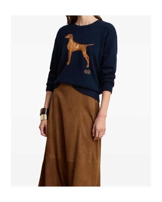 Polo Ralph Lauren Blue Intarsia-Knit Long-Sleeve Sweater