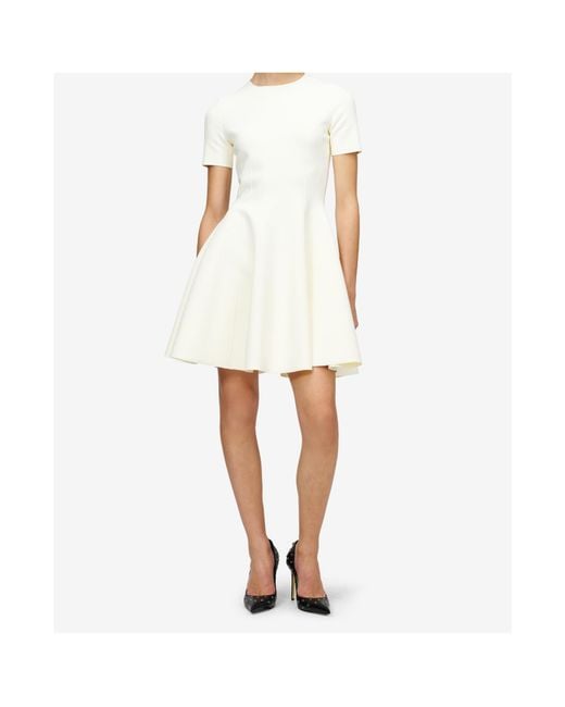 McQueen White Short-Sleeve Mini Dress