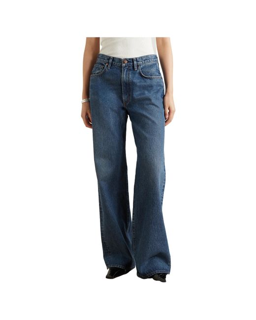 Goldsign Blue High-Waisted Straight-Leg Jeans