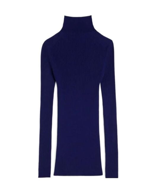 Jil Sander Blue Lightweight Wool High-Neck Sweater