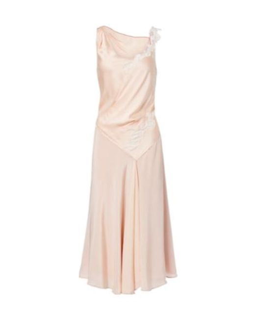 Victoria Beckham Pink Lace-Trimmed Crêpe Satin Midi Dress
