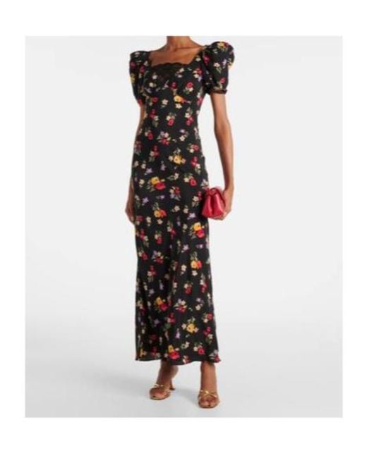 Rodarte Black Floral Silk Crêpe De Chine Gown