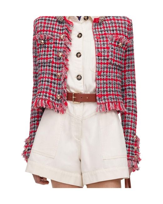 Self-Portrait Pink Long-Sleeve Casual Jacket