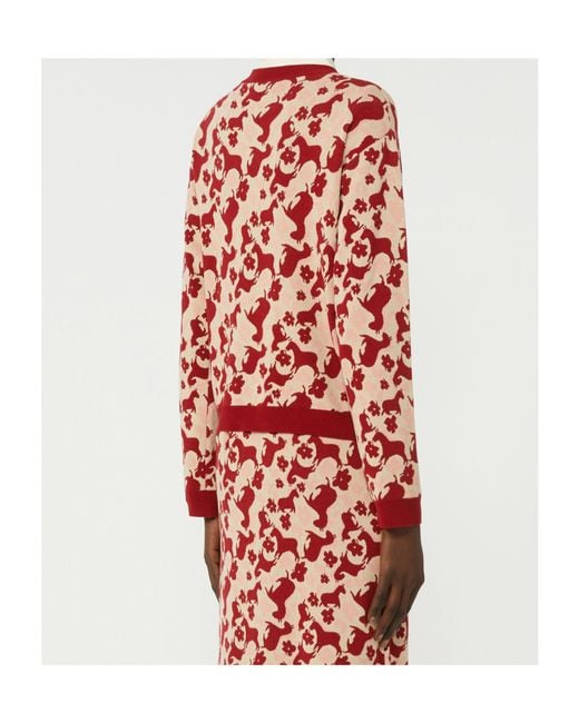 Max Mara Red Loral-Pattern Sweater