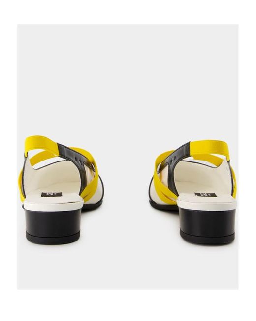 CAREL PARIS Yellow Carel Logo Patch Slingback Flat Shoes