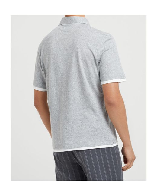 Brunello Cucinelli Gray Layered Button-Up Polo Shirt for men