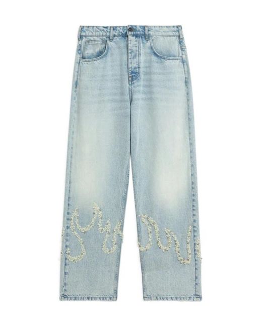Barrow Blue Embellished Straight-Leg Jeans for men
