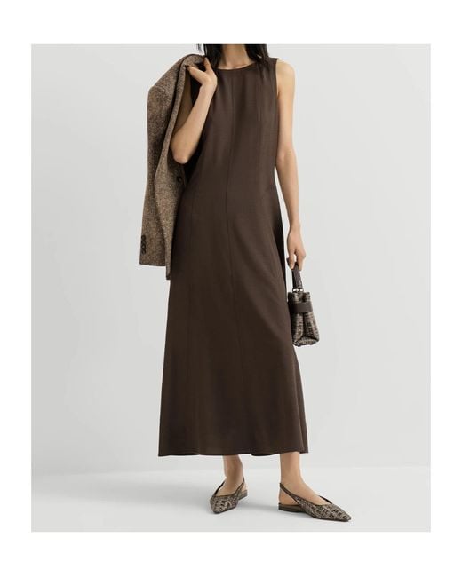 Brunello Cucinelli Brown Precious Check Embroidery Slingback Flats