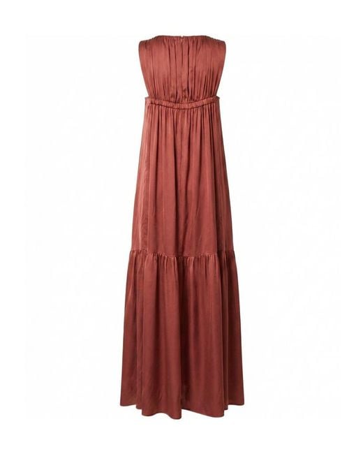 Peserico Red Crewneck Sleeveless Maxi Dress