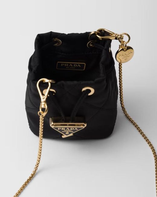 Prada Black Logo Drawstring Mini Bag