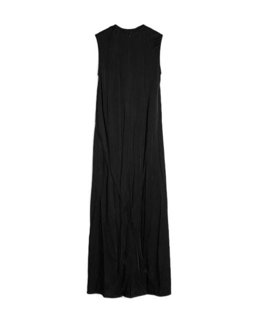 Jil Sander Black Satin Draped Maxi Dress