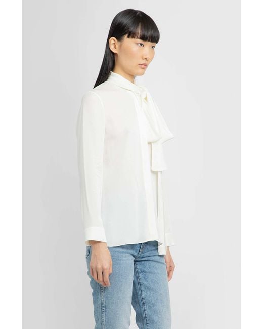 Khaite White Knotted Tie Detailed Blouse