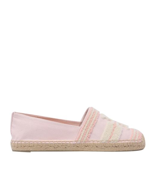 Tory Burch Pink Double T Slip-On Espadrilles
