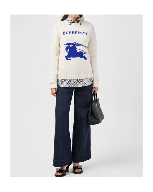 Burberry White Logo Knitted Sweater