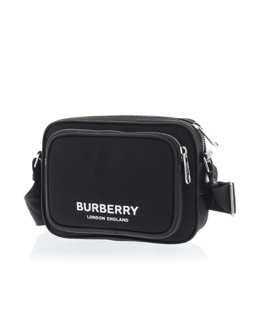 Burberry Black Logo Printed Zip-Up Crossbody Bag for men