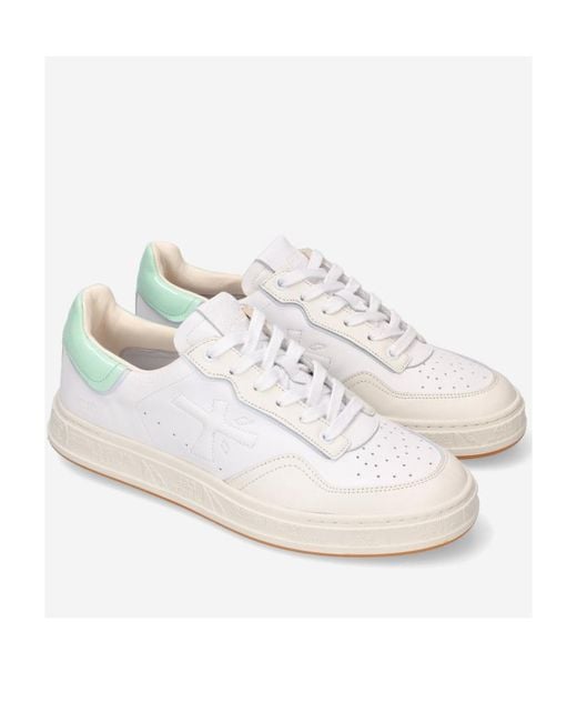 Premiata White Logo Sports Shoes
