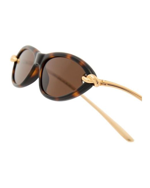 Bottega Veneta White Narrow Cat-Eye Sunglasses