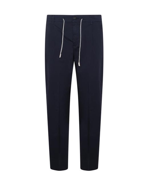 Eleventy Blue Straight-Leg Drawstring Trousers for men