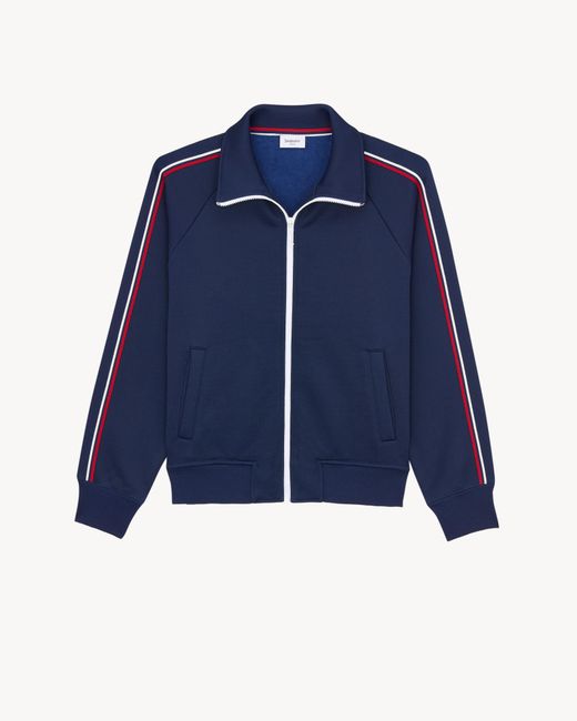 Saint Laurent Blue Zip-Up Track Jacket for men