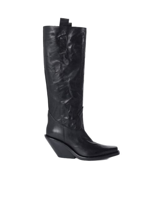 Ann Demeulemeester Black Lidar Calf-Leather Cowboy Boots