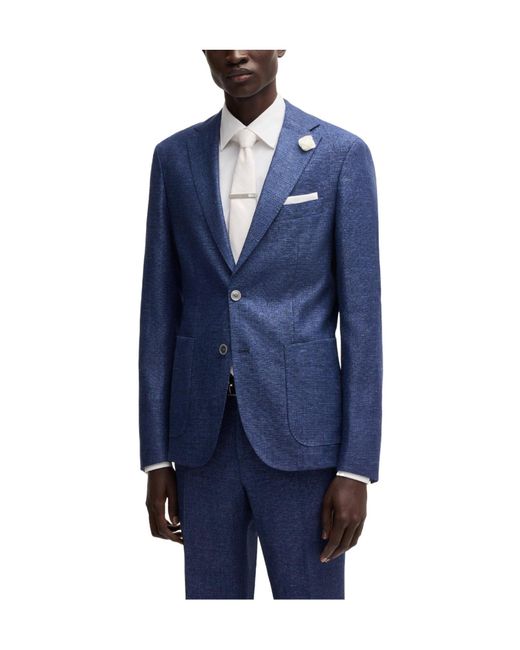 Boss Blue Single-Breasted Blazer for men