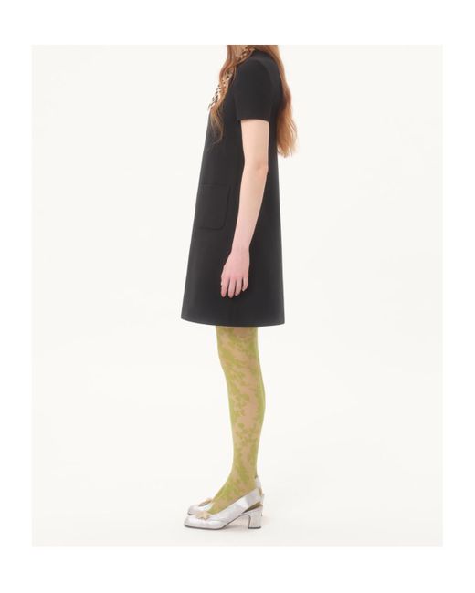 Valentino Black Leopard-Bow Short-Sleeved Mini Dress