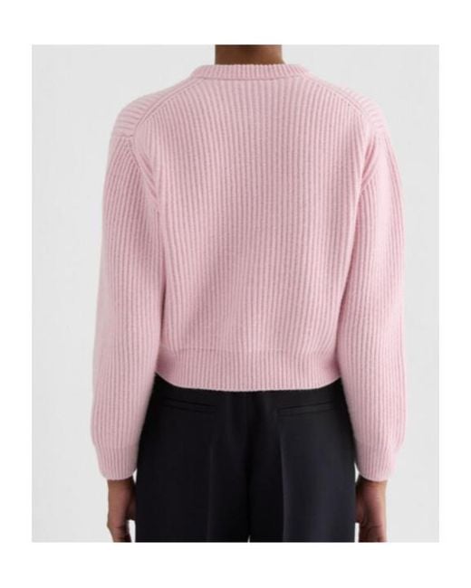 Jil Sander Pink Ribbed Crew-Neck Knitted Jumper