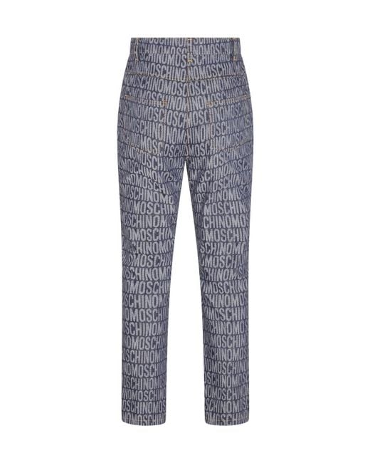 Moschino Blue Allover Logo Jeans