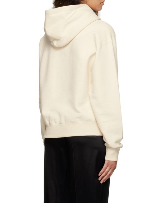 Jil Sander White Logo Printed Drawstring Hoodie
