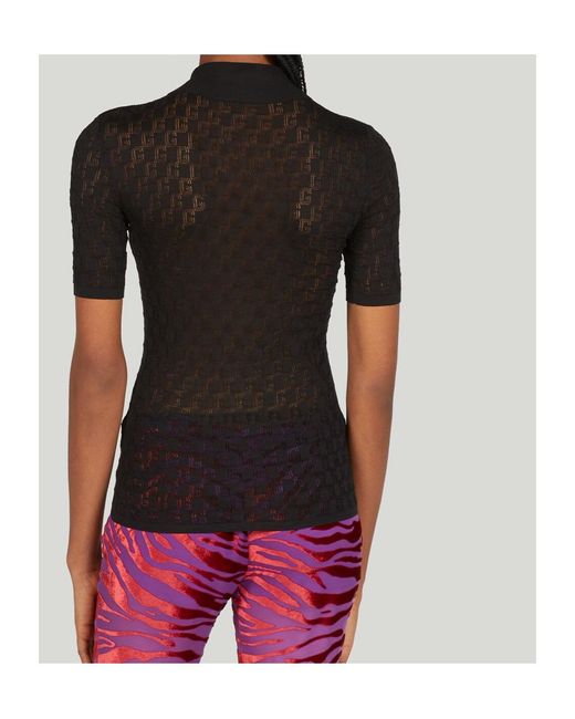 Gucci Black Geometric G Knitted Polo Shirt