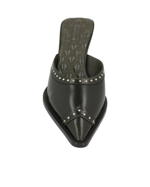 Burberry Black Studded Heel Leather Mule Slippers