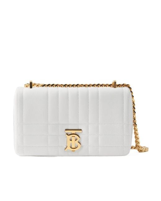 Burberry White Small Tb Monogram Plaque Lola Bag