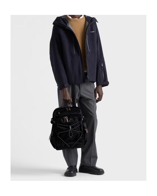 Prada Black Speedrock Re-Nylon And Leather Backpack for men