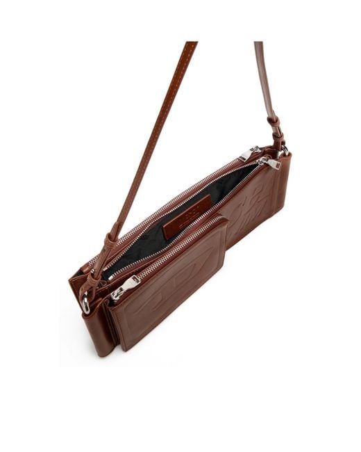 DIESEL Brown Flag-D-Modular Logo-Embossed Shoulder Bag
