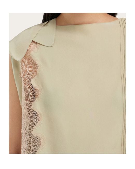 Ferragamo Natural Top With Lace Inserts