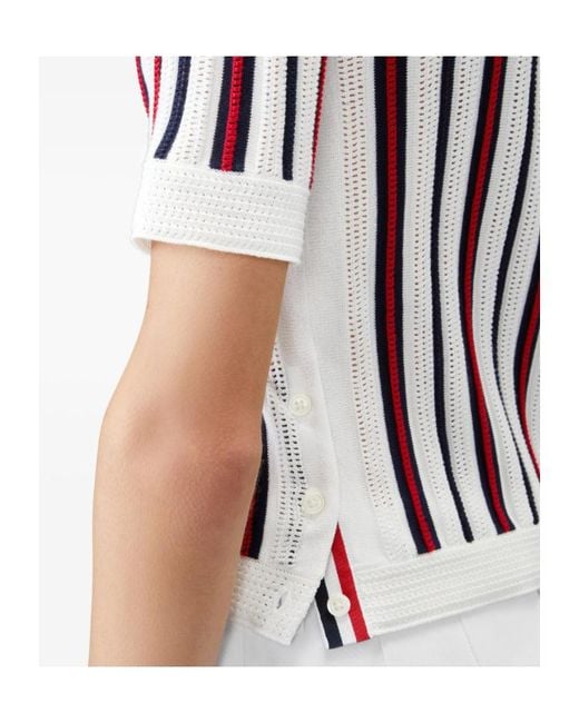 Thom Browne Multicolor Crochet Stitch Rwb Stripe Polo Shirt