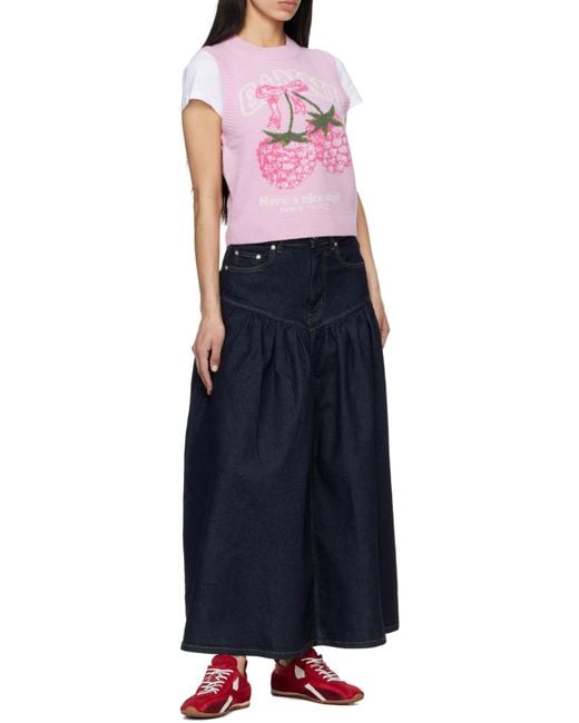 Ganni Blue High-Waist Denim Maxi Skirt