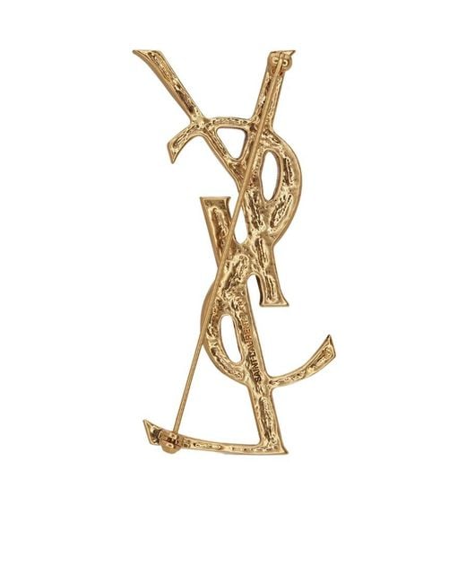Saint Laurent White Opyum Monogram Brooch
